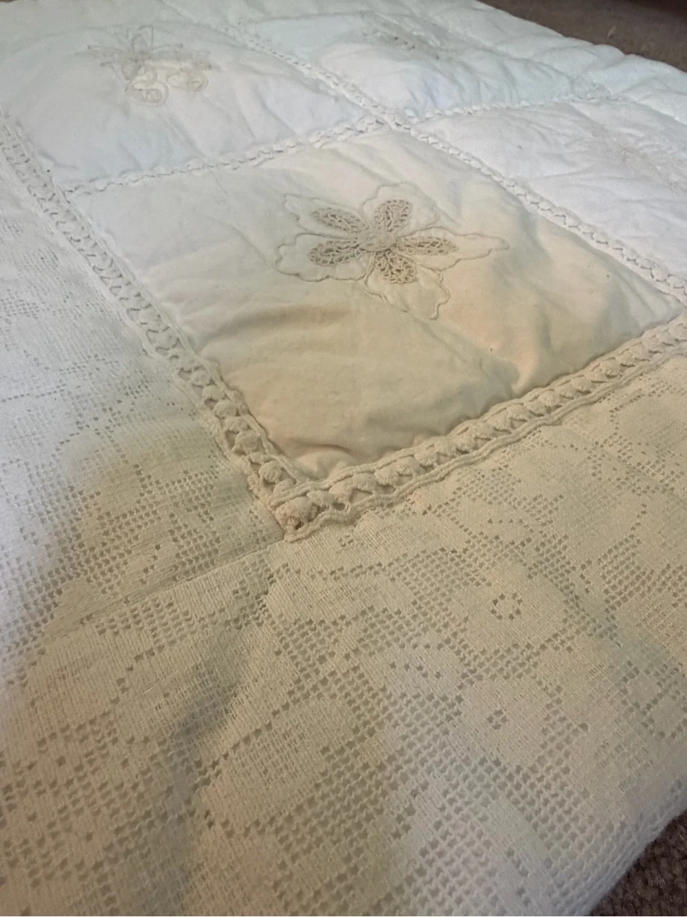 New Anthropologie vienne floral cotton embroidered euro sham lace white cover
